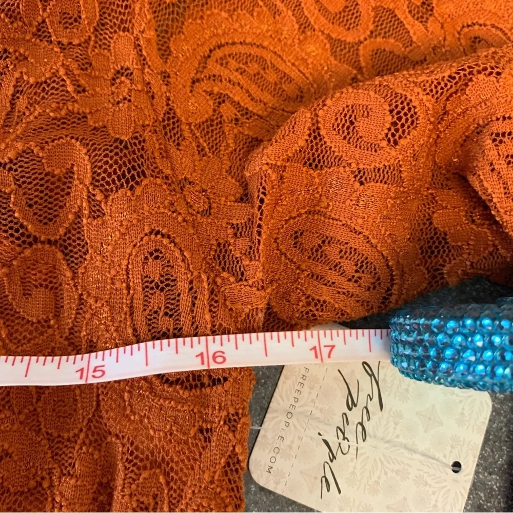 NWT Free People Spanish Chestnut Lace Wrap Stretchy Body-Con Mini Dress Size XL